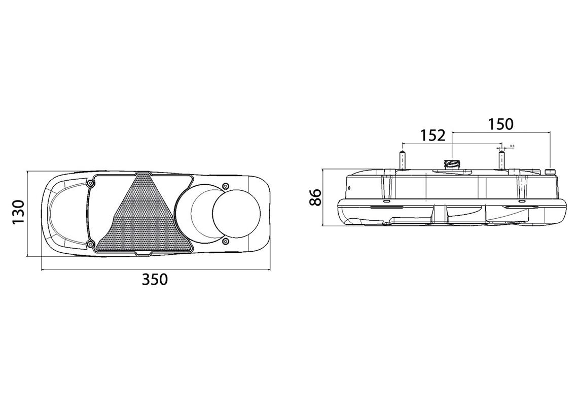 Rear lamp Right with alarm and AMP 1.5 - 7 pin rear connector